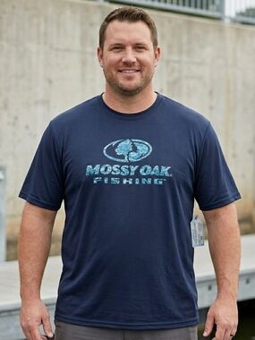 NWT Mossy Oak Fishing Men's 3X Performance T-Shirt Navy Blue Graphic Tee